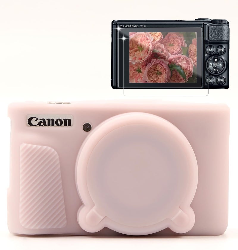 Frevyve Case for Canon PowerShot SX740 HS, SX730 HS Camera, Soft Silicone Protective Case, Slim Fit Sleeve with Removable Lens Cover and Screen Protector Accessories, Anti-Scratch (Jelly Pink) - Image 1