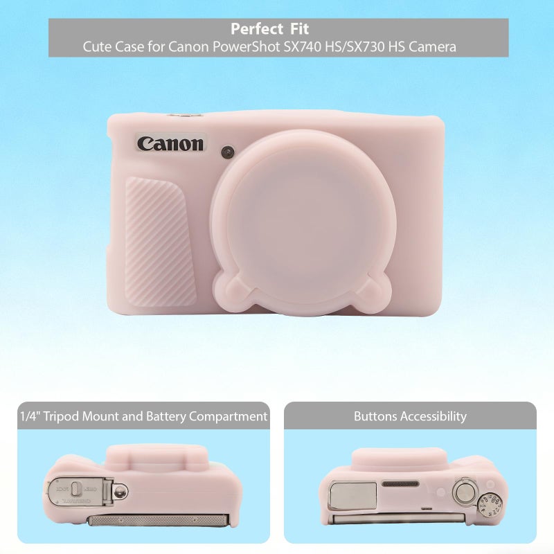 Frevyve Case for Canon PowerShot SX740 HS, SX730 HS Camera, Soft Silicone Protective Case, Slim Fit Sleeve with Removable Lens Cover and Screen Protector Accessories, Anti-Scratch (Jelly Pink) - Image 5