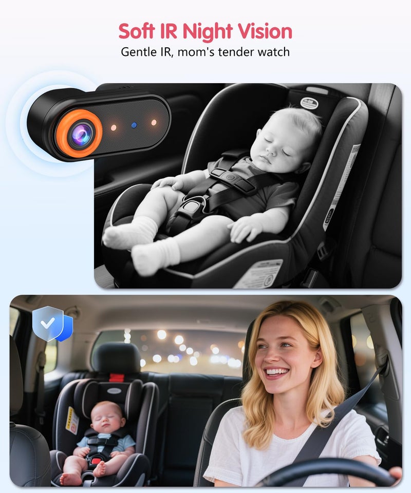 LUCKVIEW BM2 PRO Dual Baby Car Camera, 5.2" 1080P HD Display for Rear-Facing Car Seats, IR Night Vision, Anti-Shake Mount, Easy Install â€“ Ideal for Parents with 2 Kids and Pets - Image 3
