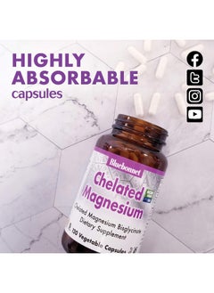 Bluebonnet Nutrition Bluebonnet Nutrition Albion Chelated Magnesium Vegetable Capsule, 200mg, Magnesium Oxide, Stress Relief, Vegan, Non GMO, Gluten Free, Soy Free, Milk Free, Kosher, 120 Vegetable Capsule, 2 Month Supply  - Image 5