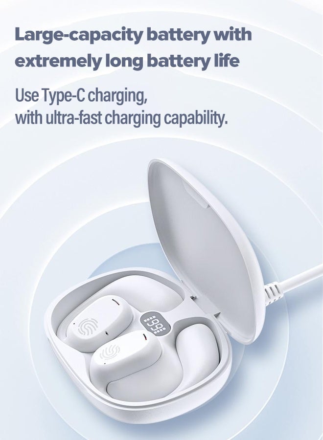 In-ear headphones, HiFi Intelligent Noise Cancelling, Wireless Bluetooth 5.4, 99-hour battery life, IP57 water resistance, Multiple Modes, HD Sound Quality, Fast Charging, Available in Black, White, and Beige, Portable, True Bone Conduction Earhook Bluetooth Headphones - Image 1