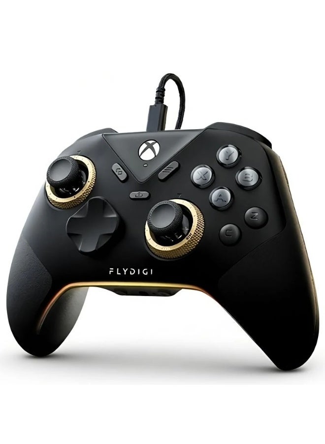 فلاي ديجي وحدة تحكم سلكية فلايديجي VADER 5S لأجهزة Xbox Series X|S و Xbox One و Windows 10/11 مزودة بعصا تحكم FORCEFLEX قابلة لتعديل الشد ومفاتيح تشغيل FORCESWITCH و6 أزرار قابلة لإعادة التعيين ومقبس صوت 3.5 ملم اللون اسود - Image 1
