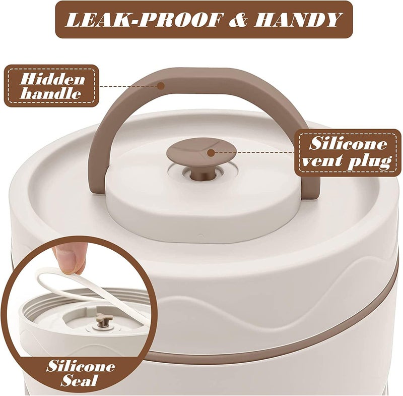 daiDokoro Stainless Steel 4 Insulated Container Lunch Box Set with Thermal Bag & Cutlery for Students/Office/College/Picnic - (Beige, 1940 ML) - Image 3