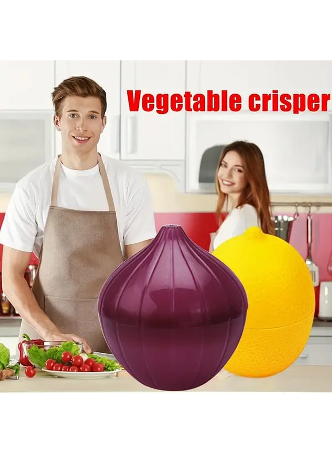 Purple Onion Airtight Container 1pc Vegetable Design Refrigerator Organizer Easy Clean - Image 5