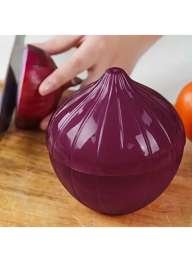 Purple Onion Airtight Container 1pc Vegetable Design Refrigerator Organizer Easy Clean - Image 4
