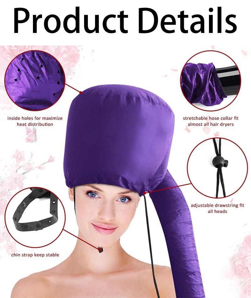 Buildcon Bonnet for Curly Hair, Diffuser Attachment for Gentle Drying and Styling, Satin Hair Bonnet for Sleeping Women, Includes Black Travel Bag, Portable Hair Care Solution for Busy Professionals - Image 3