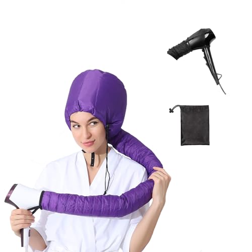 Buildcon Bonnet for Curly Hair, Diffuser Attachment for Gentle Drying and Styling, Satin Hair Bonnet for Sleeping Women, Includes Black Travel Bag, Portable Hair Care Solution for Busy Professionals - Image 1