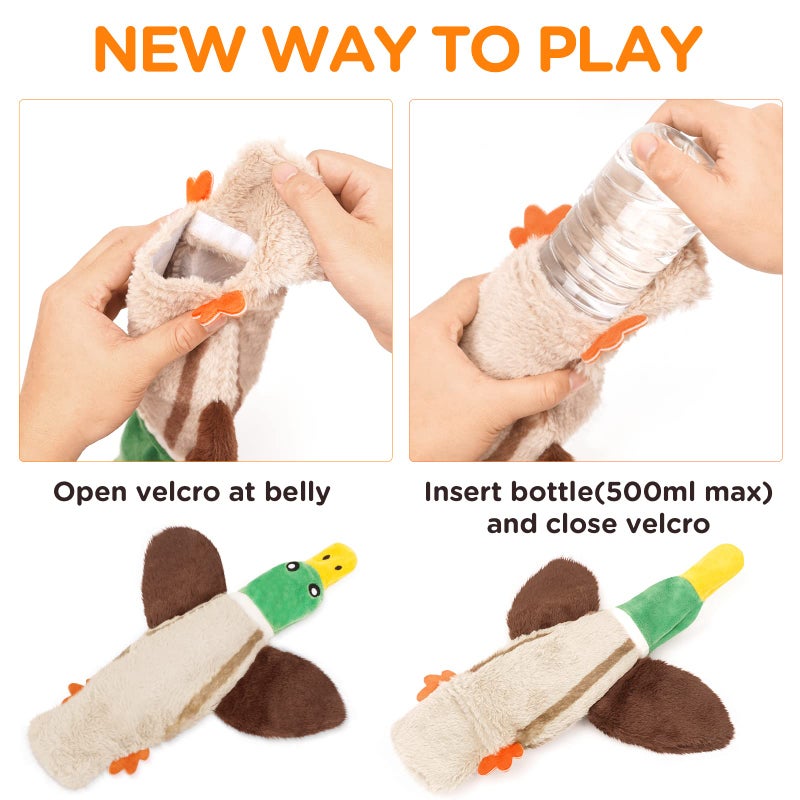 FIREOR Dog Squeak Toys, No Stuffing Plush Crinkle Water Bottle Dogs Chew Toy for Small Medium Large Breed Chewer Squeaky Tough Durable Puppy Teething Chewing Interactive Keep Them Busy Birthday Gifts - Image 3