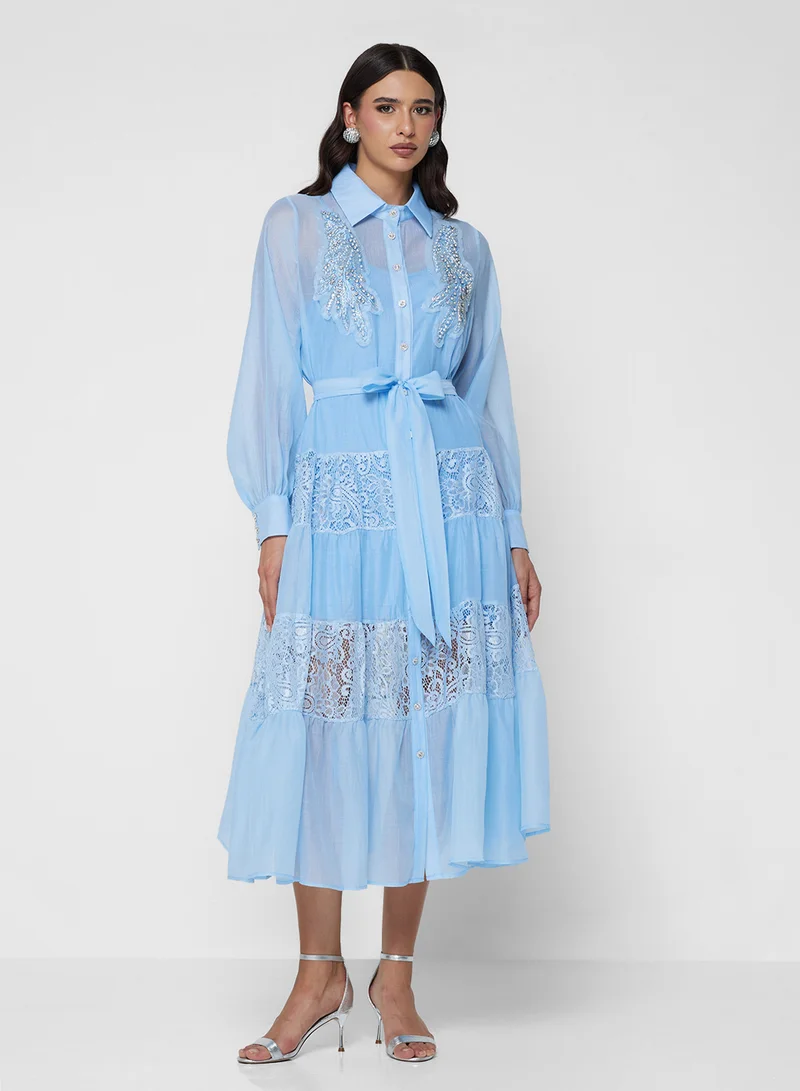 Khizana Embellished Shirt Dress