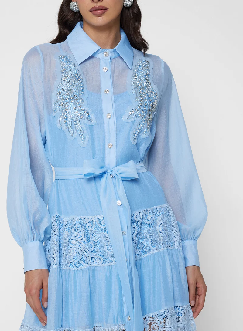 Khizana Embellished Shirt Dress