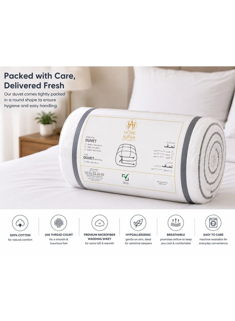 Home auraa LUXE PREMIUM DUVET WHITE 100% cotton  – 150 X 220 CMS - Image 4