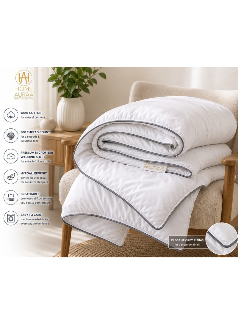 Home auraa LUXE PREMIUM DUVET WHITE 100% cotton  – 150 X 220 CMS - Image 1