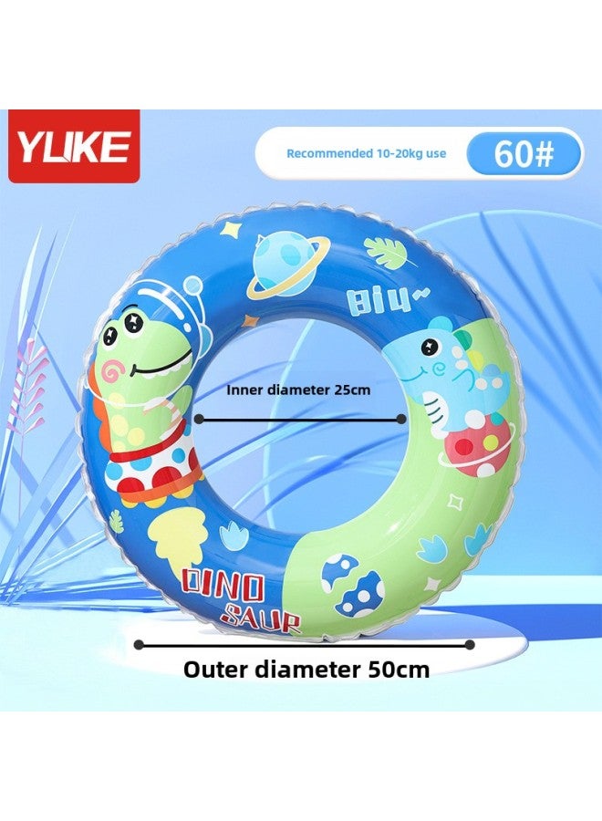 Generic Swimming Ring Children Adult Thickened Large Life Buoy Cute Cartoon Children Beginner Underarm Ring Swimming Equipment-Color:Green Dinosaur 60#(recommended 10.00 Kg-25.00 Kg - Image 1