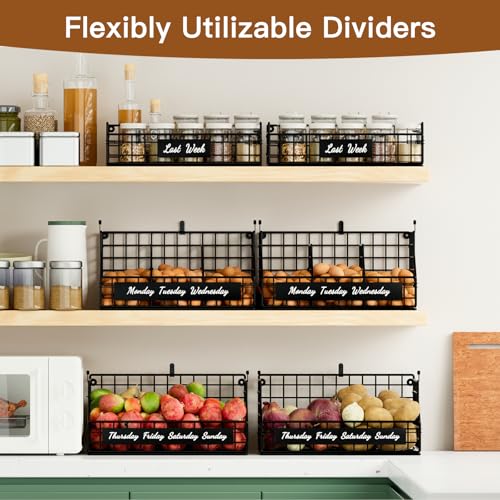 FAMIDGE Egg Holder Countertop with Dividers & Labels, 3 Tier Stackable Chicken Egg Holder Egg Baskets for Gathering Fresh Eggs, Egg Organizer for Egg Storage, Wall-Mounted, Black - Image 2