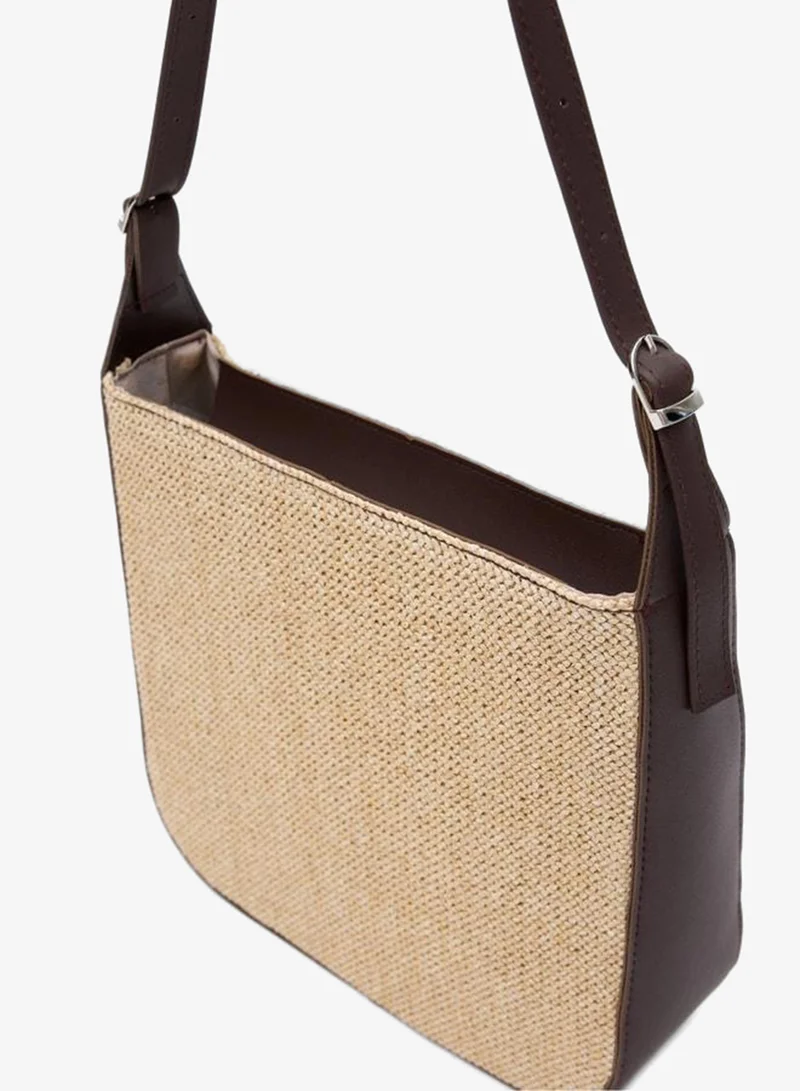 Shule Bags  Valenza Brown Straw-Style Shoulder Bag. for Women | Best Price UAE