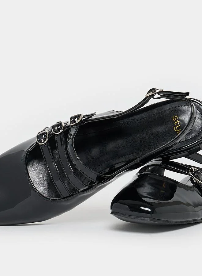 ستايلي Styli Buckled Strap Patent Casual Shoes