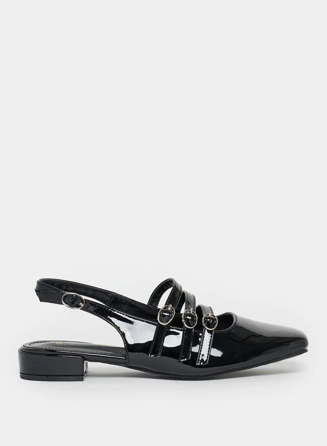 Styli Styli Buckled Strap Patent Casual Shoes