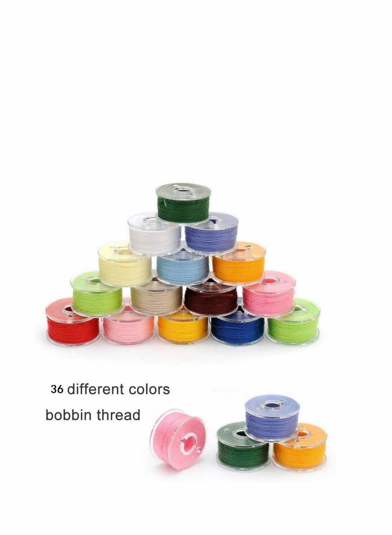 KASTWAVE 36Pcs Sewing Machine Bobbin Threads, Pre-Wound Bobbins Set with Storage Case Box for Brother/Babylock/Janome/Elna/Kenmore/Babylock/Singer Sewing Machine - Assorted Colors - Image 3