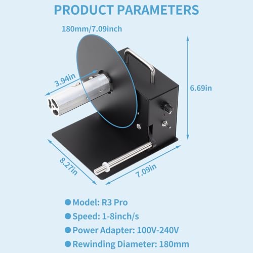 AIWFL Automatic Label Rewinder 180mm Label Rewinding Machine Speed Adjustable Label Rewinder Two-Way Rewinding Label Roller Machine Synchronize with Printer (R3 Pro) - Image 2