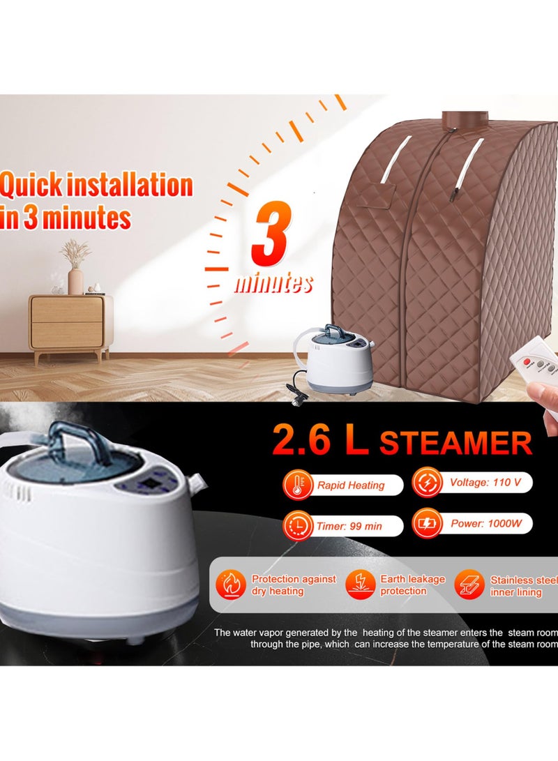 Bukela Sauna, Steam Sauna, Indoor Sauna - Portable Personal Steam Sauna SPA for Relaxation with 2.6L Steamer, Folding Chair, Remote Control, 9 Levels, Home Sauna for Gym, Yoga, Pilates, Hot Tub - Image 3