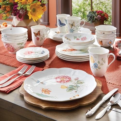 Lenox 865075 Butterfly Meadow 28-Piece Dinnerware Set, White - Image 4