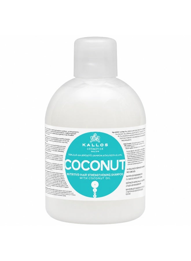 Kallos Coconut Nutritive Hair Strengthening Shampoo with Coconut Oil 1000ml– Strengthening Shampoo for Weak Hair - Image 1