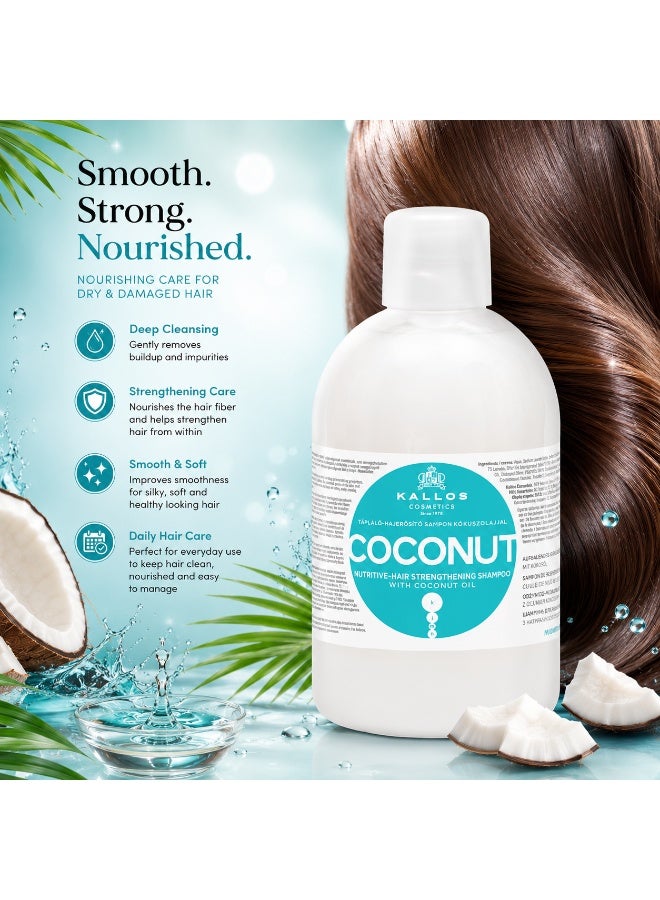 Kallos Coconut Nutritive Hair Strengthening Shampoo with Coconut Oil 1000ml– Strengthening Shampoo for Weak Hair - Image 5