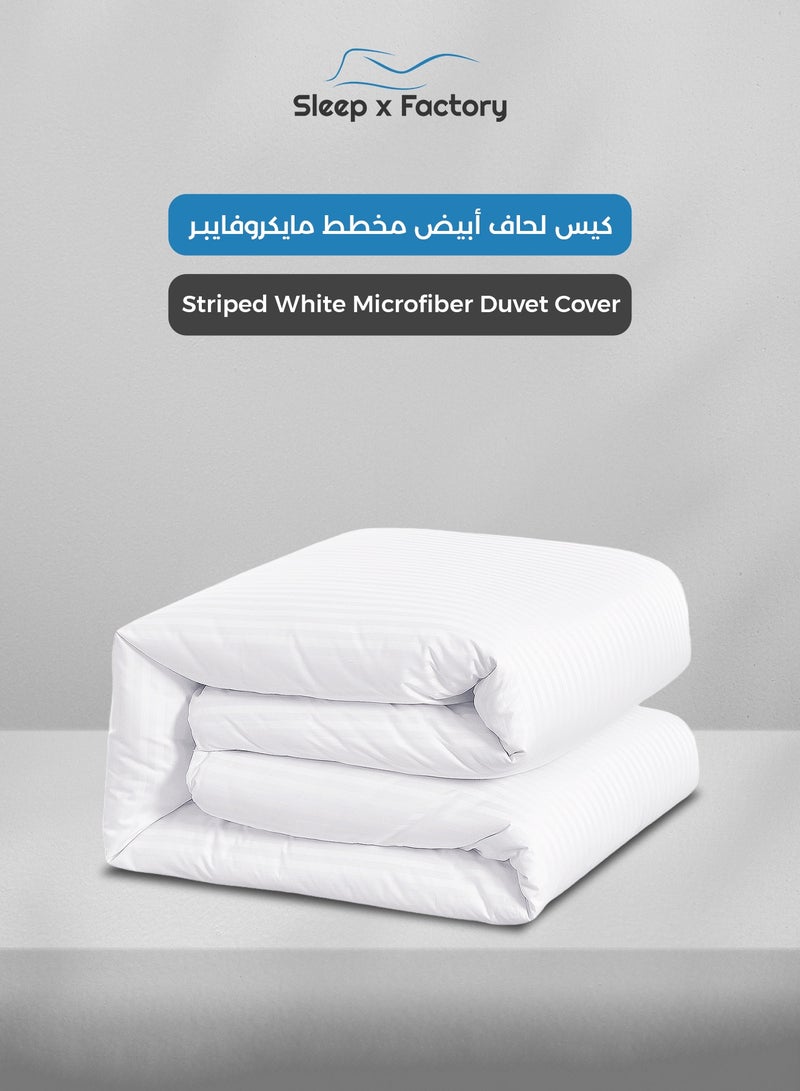 Sleep x Factory Luxury Hotel Style White Comforter Set, Fits 200 x 140 cm Single Size Bed, 5 Pcs Soft Microfiber, Stripe Design, Premium Collection - Image 2
