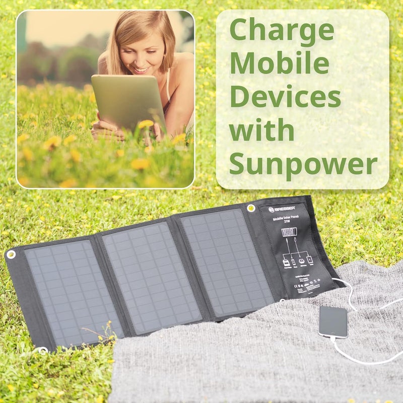 BRESSER Global sizing options 21W Mobile Solar Panel Charger with USB Classic trendy design picks - Image 3