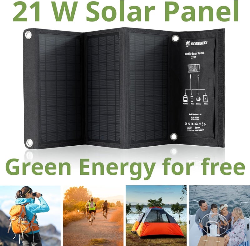 BRESSER Global sizing options 21W Mobile Solar Panel Charger with USB Classic trendy design picks - Image 2