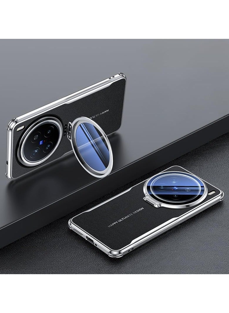 The Case is compatible with vivo x200pro mini/VIVO X200 Pro/vivo x200 with camera stand, ultra-thin premium leather case with full-wrap lens film shock protection case - Image 1