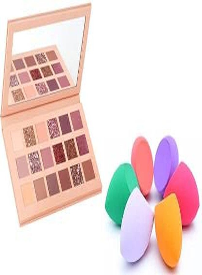 ALVRIO Professional Nude Eyeshadow Palette 18 Shades & 6 pcs BEAUTY BLENDER (7 Items in the set) - Image 2