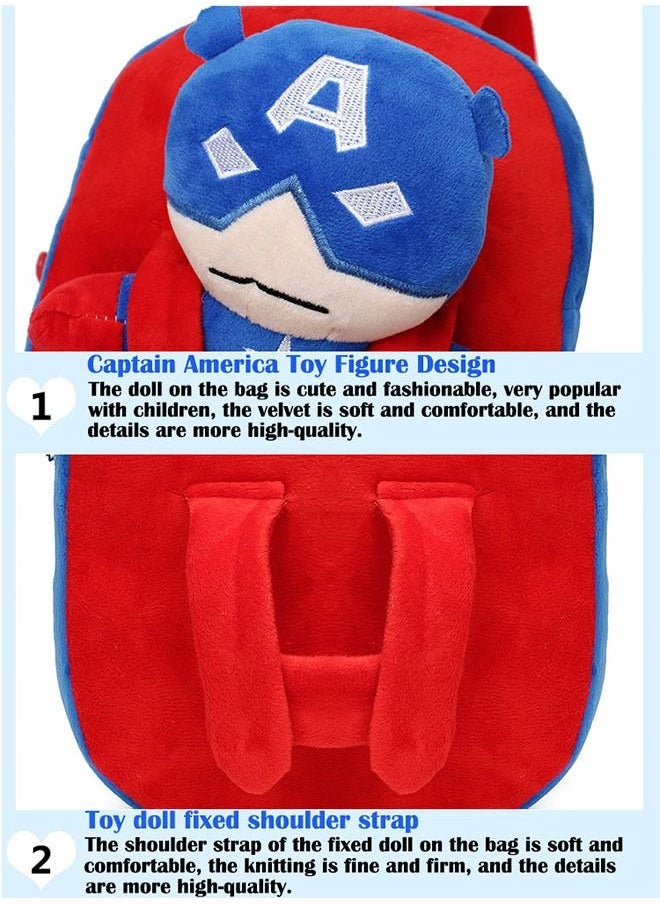 Captain America Doll Plush Backpack Large Capacity Children's Mini Travel Bag  - Image 5