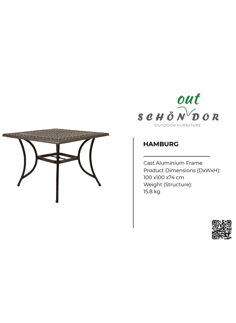 Schondor Furniture - Hamburg | 4 Seater | Dining Table | Outdoor Furniture | Made in Aluminum Cast - Image 1
