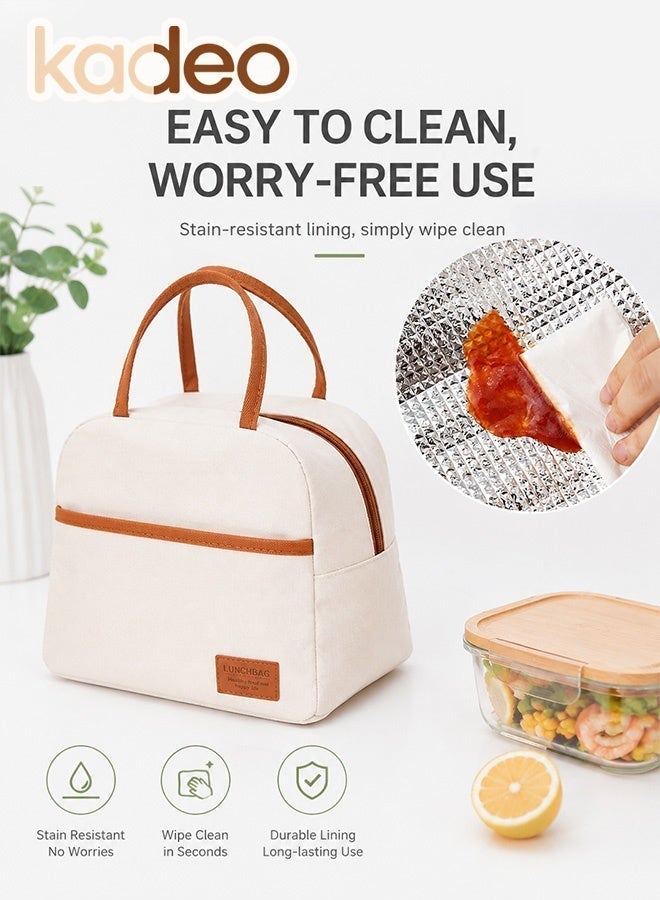 kadeo Insulated Lunch Bag, Reusable Thermal Lunch Tote with Zipper Closure, Leak-Resistant Food Storage Bag, Portable Cooler Bag for Work, School, Picnic and Travel 23×19×13CM - Image 2