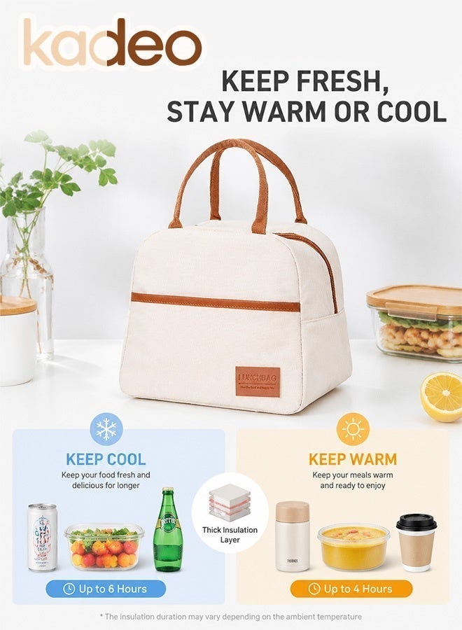 kadeo Insulated Lunch Bag, Reusable Thermal Lunch Tote with Zipper Closure, Leak-Resistant Food Storage Bag, Portable Cooler Bag for Work, School, Picnic and Travel 23×19×13CM - Image 4
