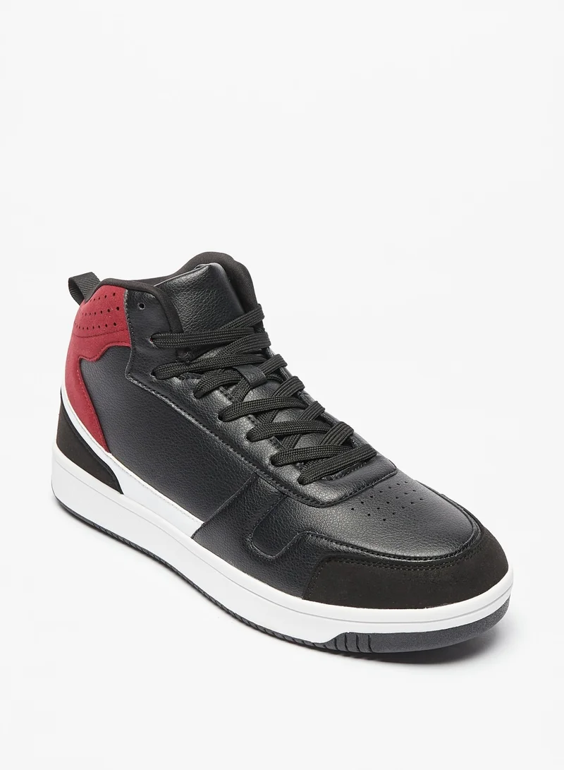 LBL by Shoexpress Mens Perforated Casual Sneakers with Panel Detail and Lace-Up Closure