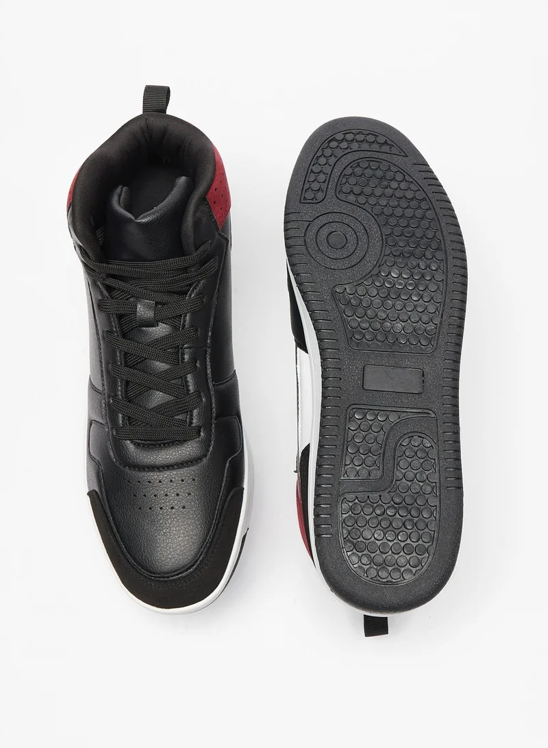 LBL by Shoexpress Mens Perforated Casual Sneakers with Panel Detail and Lace-Up Closure