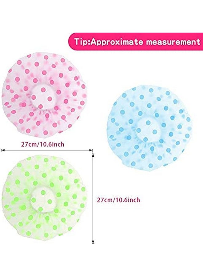Winkelen Plastic Shower Caps for Woman, Reusable Waterproof Bath Caps Shower Caps Elastic Bath Hat for Ladies Spa Salon (Pack of 3) (Multi Colour & Multi Design) - Image 3