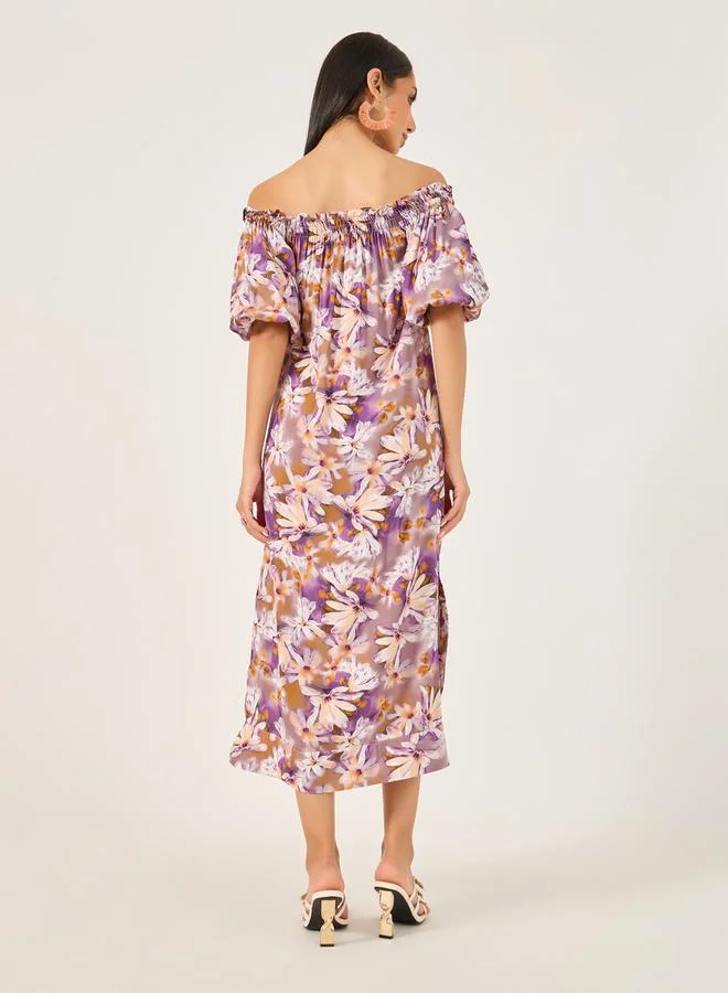Styli Floral Off-Shoulder Dress