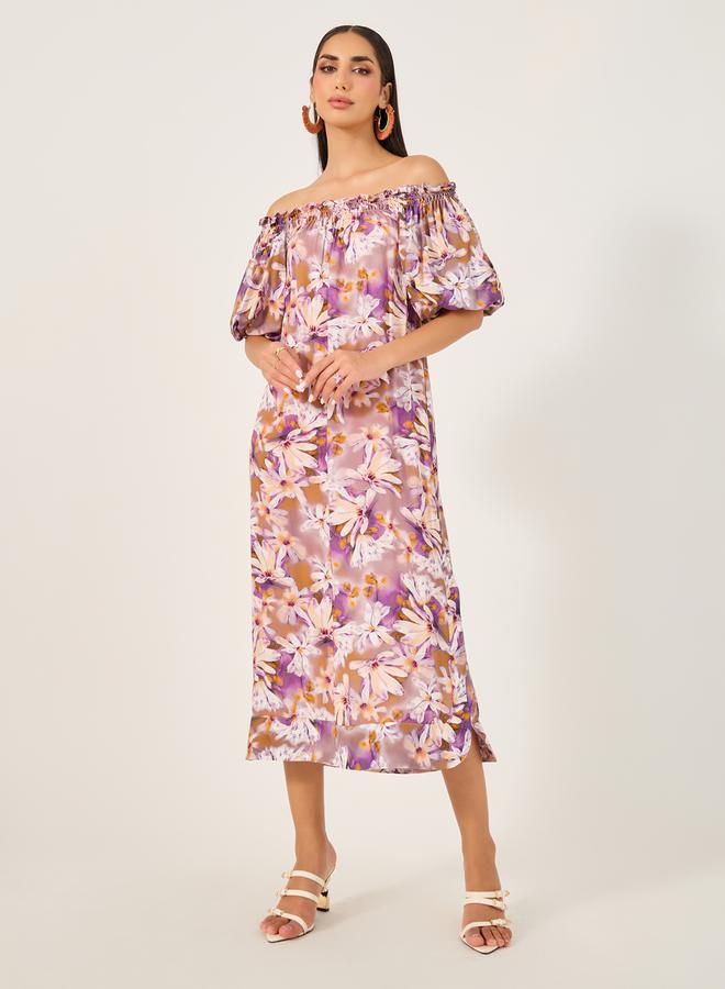 Styli Floral Off-Shoulder Dress  - Image 1