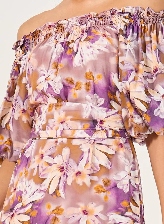 Styli Floral Off-Shoulder Dress