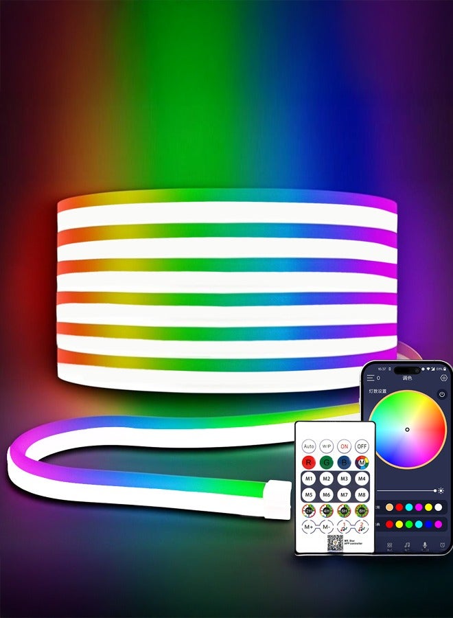 Lucky Kids LED Neon Rope Light 2M – Music Sync, RGB Custom Colors, APP & IR Remote Control, Timer, Flexible Neon Strip for Bedroom, Gaming Room, Party, Indoor/Outdoor Decoration - Image 1