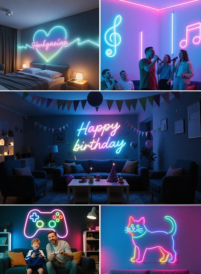 Lucky Kids LED Neon Rope Light 2M – Music Sync, RGB Custom Colors, APP & IR Remote Control, Timer, Flexible Neon Strip for Bedroom, Gaming Room, Party, Indoor/Outdoor Decoration - Image 3