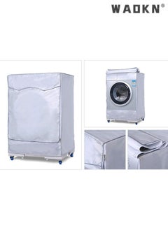 WAOKN Silver coated Oxford cloth fully automatic drum washing machine, washing machine dryer cover, waterproof, sunscreen, dustproof cover（L）  - Image 2
