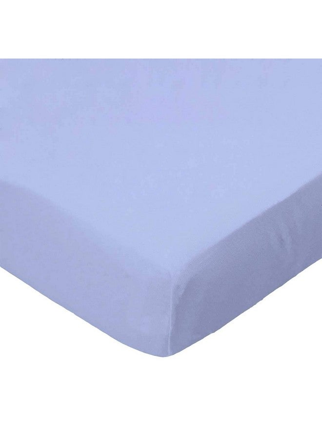 SHEETWORLD.COM SheetWorld 100% Cotton Percale Extra Deep Fitted Portable Mini Crib Sheet 24 x 38 x 5.5, Solid Blue Woven, Made in USA - Image 1