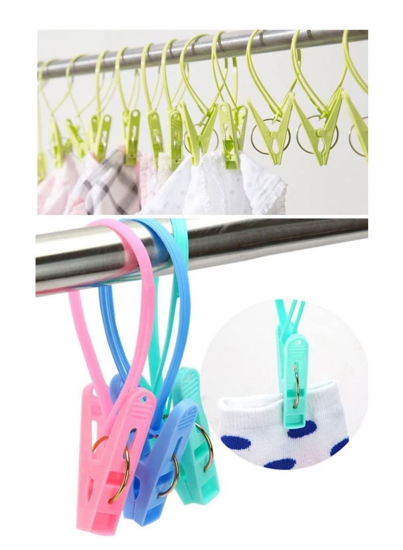 SYOSI 24Pcs Clothes Peg Clip Pins,Multicolor Rope Hanging line Windproof Hanger Sock Drying PP Plastic Clips Hooks Mini Closepins Pegs Photo Craft - Image 3