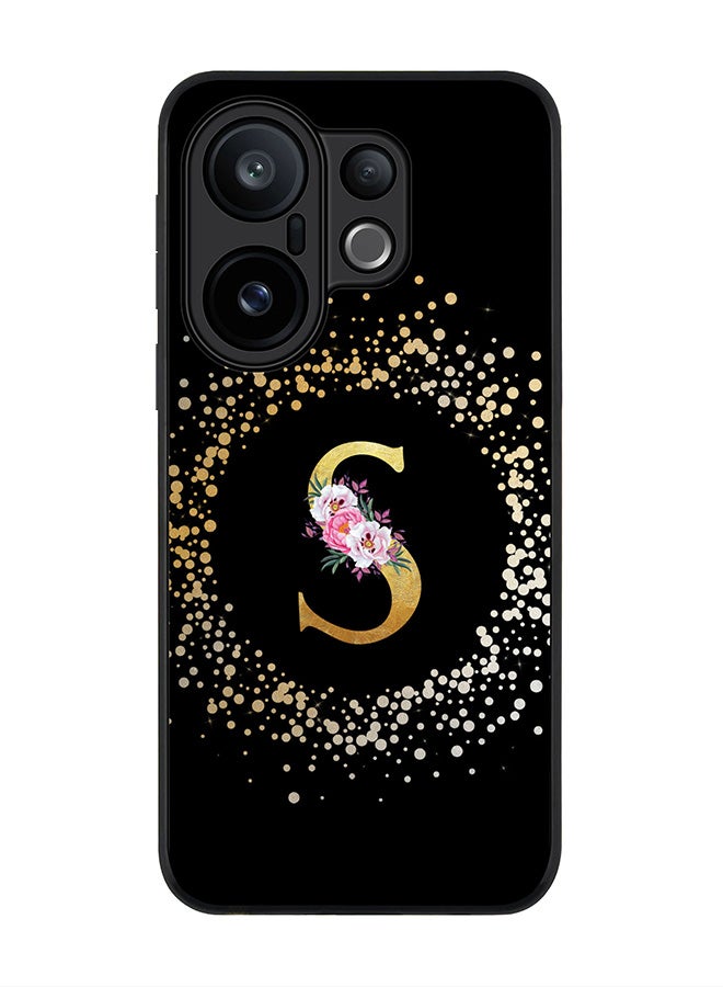 Stylizedd For vivo X200 FE / S30 Pro mini Case,Slim fit Camera Protection, Shockproof Thin Phone cover  - Custom Monogram Floral - S ( Black )