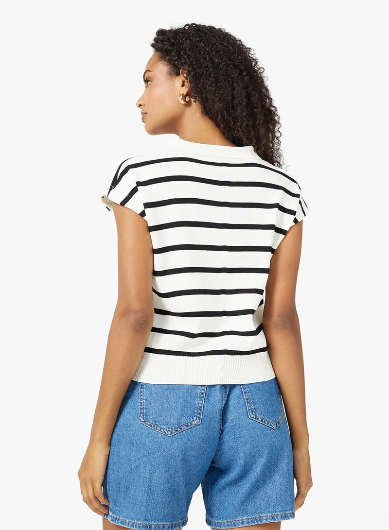 Ginger Polo Neck Stripe Sweater