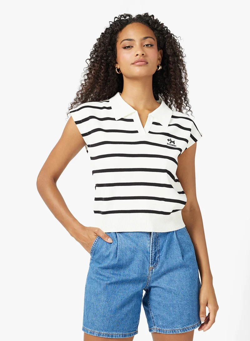 Ginger Polo Neck Stripe Sweater